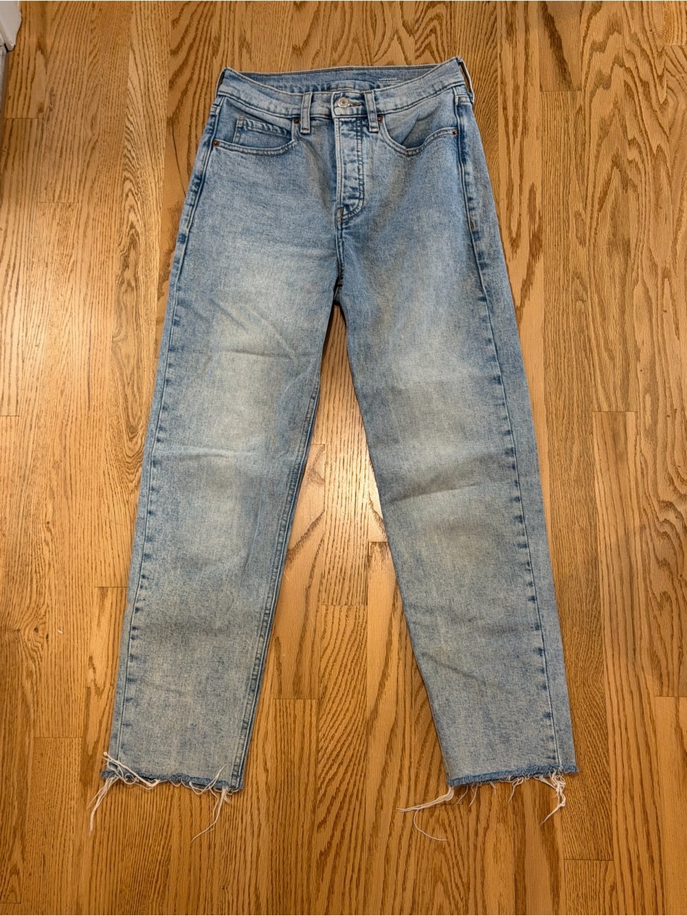 Old Navy Light Blue Straight-Leg Extra High Rise Jeans